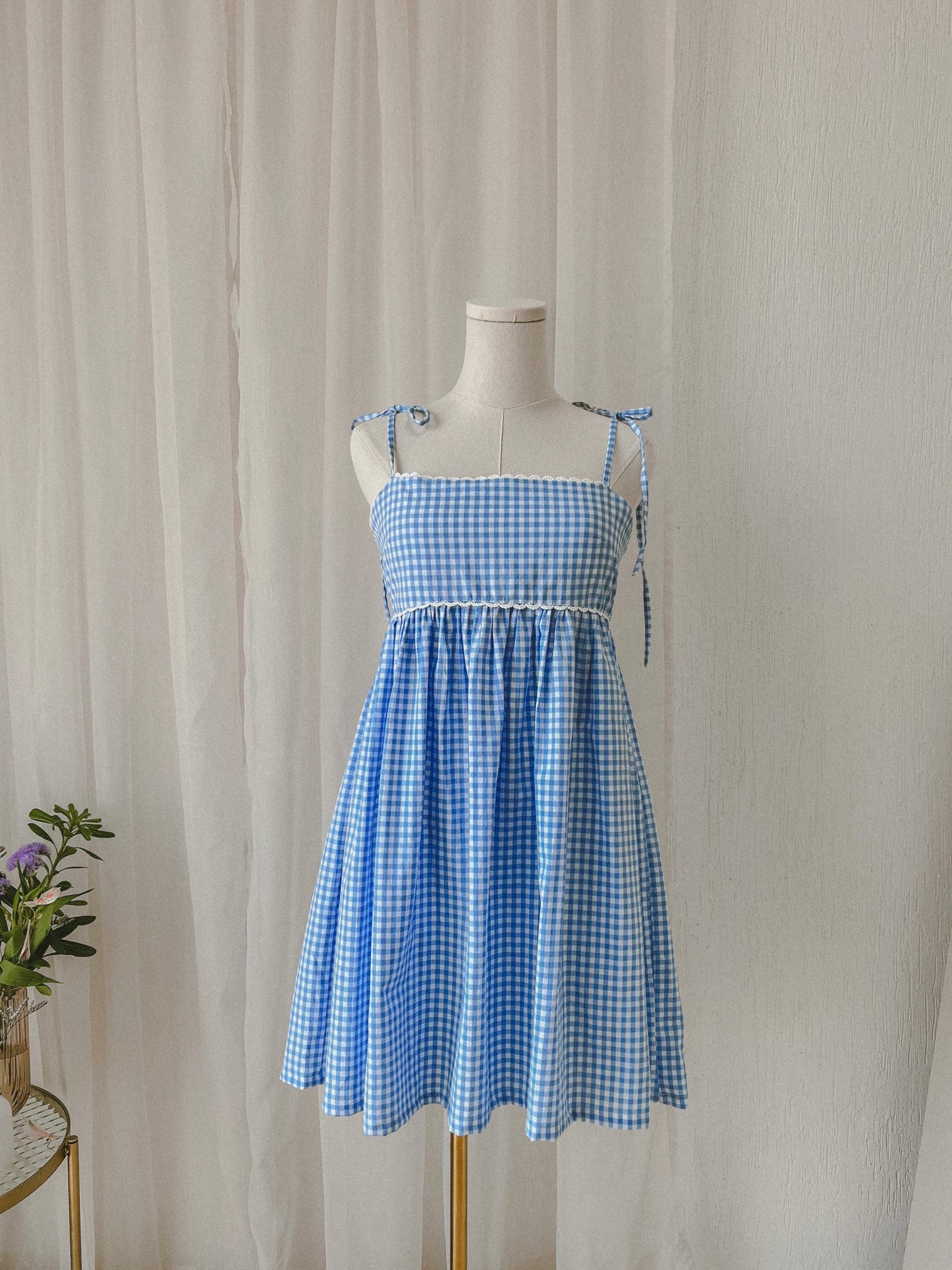 Vestido cuadros azul